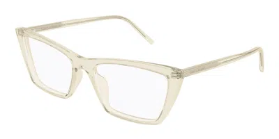 Saint Laurent Sl 737 Mica Thin Opt 007 Occhiali Da Vista Gialli Per Donna (solo Montatura) In Transparent