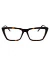 Saint Laurent Havana-havana-transparent Acetate Glasses In Black