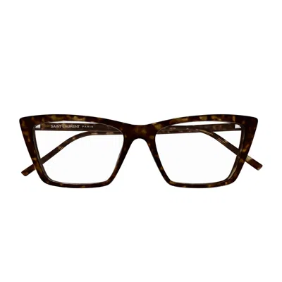 Saint Laurent Sl 737 Mica Thin Opt Linea Sl Logo 002 Havana Gloves In Marrone