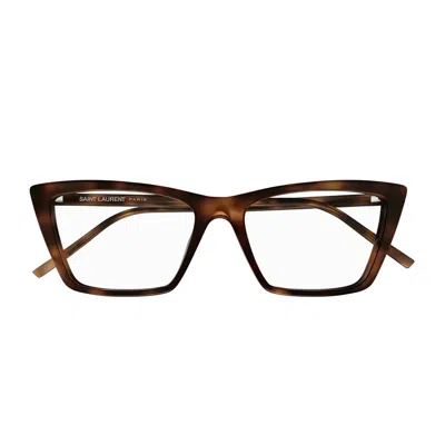 Saint Laurent Sl 737ica Thin Opt-003 Havana-havana-transparent In Marrone