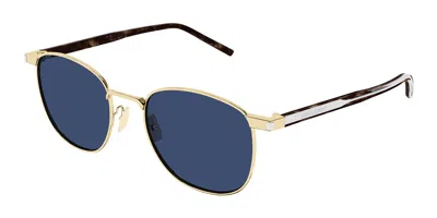 Saint Laurent Sl 747 Asian Fit 005 Men's Sunglasses Gold Size 51 In Blue