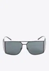 Saint Laurent Aviator Mask Sunglasses Double Bridge Slim Temples In Gray