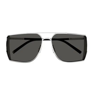 Saint Laurent Sl 750 Linea Sl Logo 002 Silver Silver Grey Sunglasses