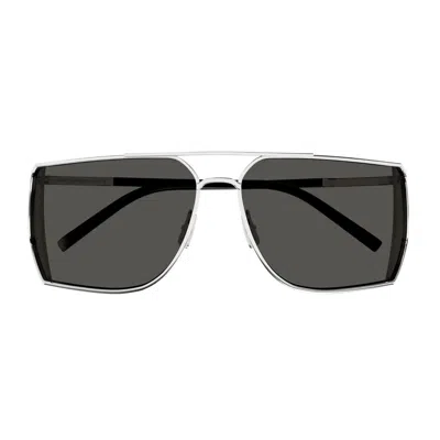 Saint Laurent Sl 750 Linea Sl Logo Sunglasses In Silver