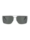 Saint Laurent Adjustable Metal Frame Sunglasses With Dark Lenses In Silver
