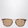 Saint Laurent Havana Logo Round Sunglasses