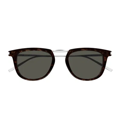 Saint Laurent Sl 753-002havana-silver-grey In Marrone