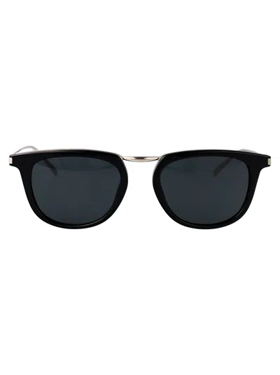 Saint Laurent Sl 753 Sunglasses In Black-silver-black