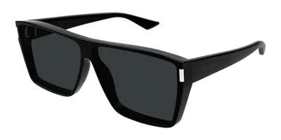 Saint Laurent Black Square Unisex Sunglasses Sl 756 001 64 In Blue