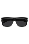 Saint Laurent Sl 756 64mm Oversize Rectangular Sunglasses In Black