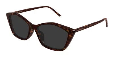 Saint Laurent Sl 775/f Asian Fit 002 Women's Sunglasses Tortoiseshell Size 57 In Brown