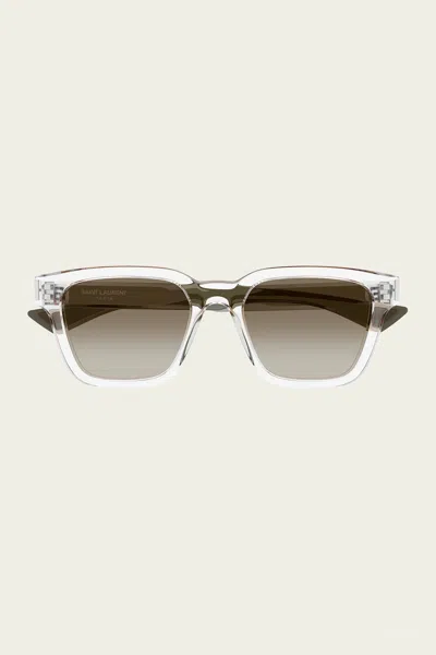Saint Laurent Sl 790005 Crystal Crystal Green Sunglasses In Transparent