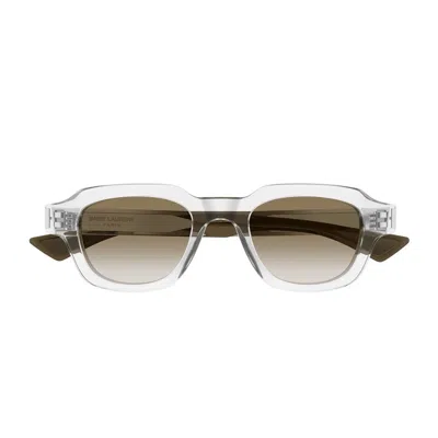 Saint Laurent Eyewear Rectangular Frame Sunglasses In Brown