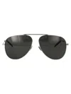Saint Laurent Silver-silver-grey Metal Sunglasses In Black