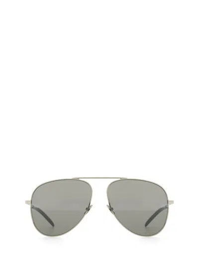 Saint Laurent Metal Frame Sunglasses With Adjustable Nose Pads In Gray