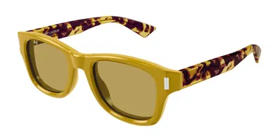Saint Laurent Sl 801 004 Men's Sunglasses Yellow Size 50 In Green