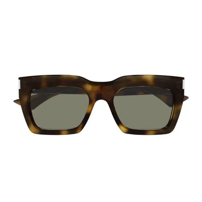 Saint Laurent Sl 810 Linea Corner Angle 003 Havana Green Sunglasses In Brown