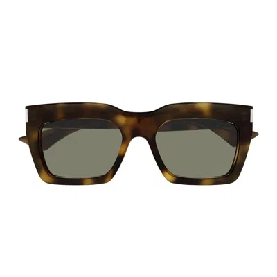 Saint Laurent Sl 810 Linea Corner Angle 003 Havana Green Sunglasses In Brown