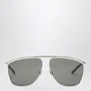 Saint Laurent Victoire Aviator-frame Metal Sunglasses In Gray