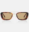Saint Laurent Rectangle-frame Tortoiseshell Acetate And Gold-tone Sunglasses In Brown