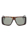 Saint Laurent Rectangular Tortoiseshell Sunglasses Dark Lenses In Brown