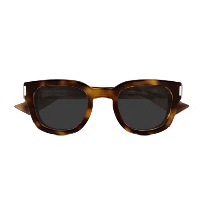 Saint Laurent Sl 838 Linea Corner Angle 006 Havana Grey Sunglasses In Brown