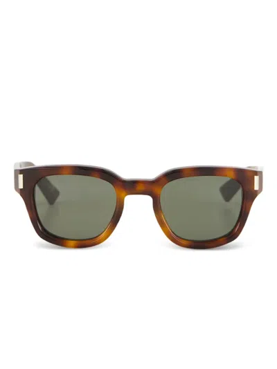 Saint Laurent Sl 838 Recycled-acetate Rectangle Sunglasses In Brown