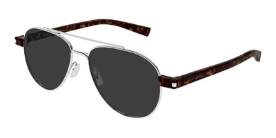 Saint Laurent Sl 843 002 Occhiali Da Sole Argentati Per Uomo In Metallic