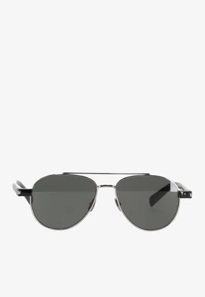 Saint Laurent Sl 843 Aviator Sunglasses In Gray