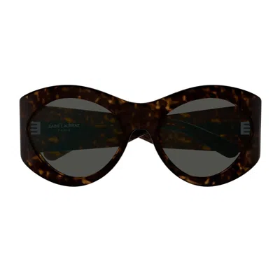 Saint Laurent Sl 854 Linea Sl Logo Sunglasses In Brown