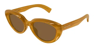 Saint Laurent Sl 859 004 Women's Sunglasses Yellow Size 53 - Free Rx Lenses  - Free Rx Lenses In Brown