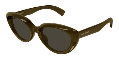 Saint Laurent Sl 859 009 Women's Sunglasses Brown Size 53 - Free Rx Lenses  - Free Rx Lenses In Green