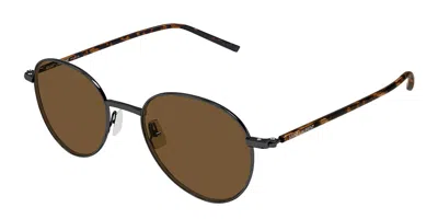 Saint Laurent Sl 865 004 Men's Sunglasses Gunmetal Size 50 - Free Rx Lenses  - Free Rx Lenses In Brown