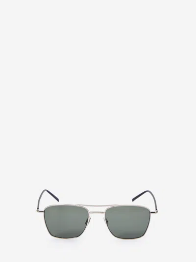 Saint Laurent Squared-frame Metal Sunglasses In Metallic
