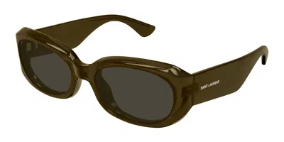 Saint Laurent Sl 868 005 Women's Sunglasses Brown Size 57 - Free Rx Lenses  - Free Rx Lenses In Green