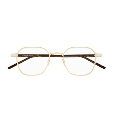 Saint Laurent Sl 883 Linea Naked Wirecore Thin 006 Gold Crystal Glasses In White
