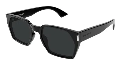 Saint Laurent Black-black-black Acetate Sunglasses In Pink