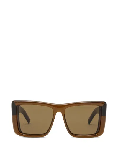 Saint Laurent Sl 900 Howl 卡其长方形框太阳眼镜 In Brown