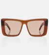 Saint Laurent Howl Rectangular Sunglasses Nylon Lenses Temples In Brown