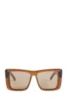 Saint Laurent Howl Rectangular Sunglasses Nylon Lenses Temples In Brown
