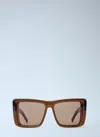 Saint Laurent Howl Rectangular Sunglasses Nylon Lenses Temples In Brown