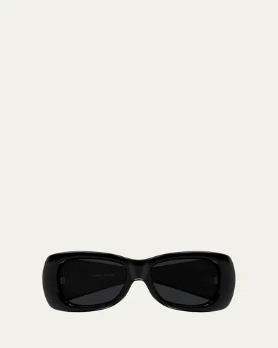 Saint Laurent Sl 901 Howl Acetate And Bio-nylon Rectangle Sunglasses In Black