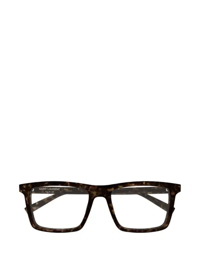 Saint Laurent Sl 906 Tortoiseshell-effect Rectangle-frame Glasses In Brown