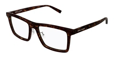 Saint Laurent Sl 906/f Asian Fit 002 Men's Glasses Tortoiseshell Size 54 - Free Lenses - Blue Light Block Availabl In Brown
