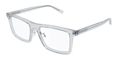 Saint Laurent Sl 906/f Asian Fit 003 Men's Glasses Clear Size 54 - Free Lenses - Blue Light Block Available In Gray