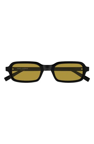 Saint Laurent Sl 908 Rectangle Sunglasses In Brown