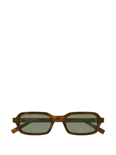 Saint Laurent Sl 908 Rectangle-frame Sunglasses In Brown