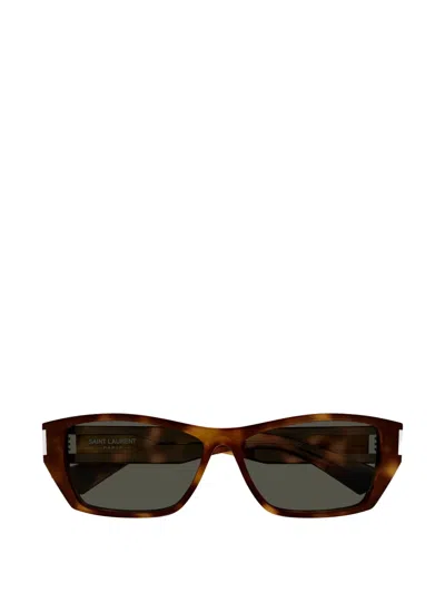 Saint Laurent Sl 928 Rectangle-frame Sunglasses In Brown