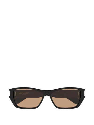 Saint Laurent Sl 928 Rectangle-frame Sunglasses In Brown