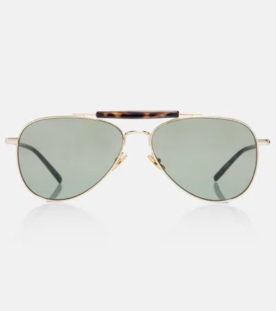 Saint Laurent Sl Logo Aviator Sunglasses In Gray